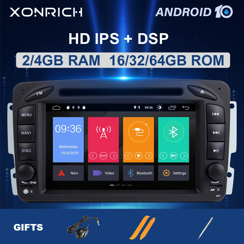 Автомобильный DVD плеер IPS DSP 4 Гб ОЗУ 64 2 din Android 10 для Mercedes Benz CLK W209 W203 W463 W208 Multimeida GPS