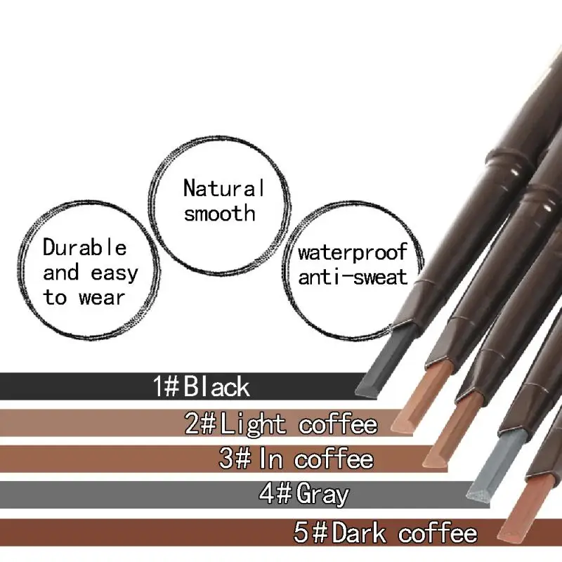 5 цветов карандаш для бровей с двухголовой роторный автомат Водонепроницаемый