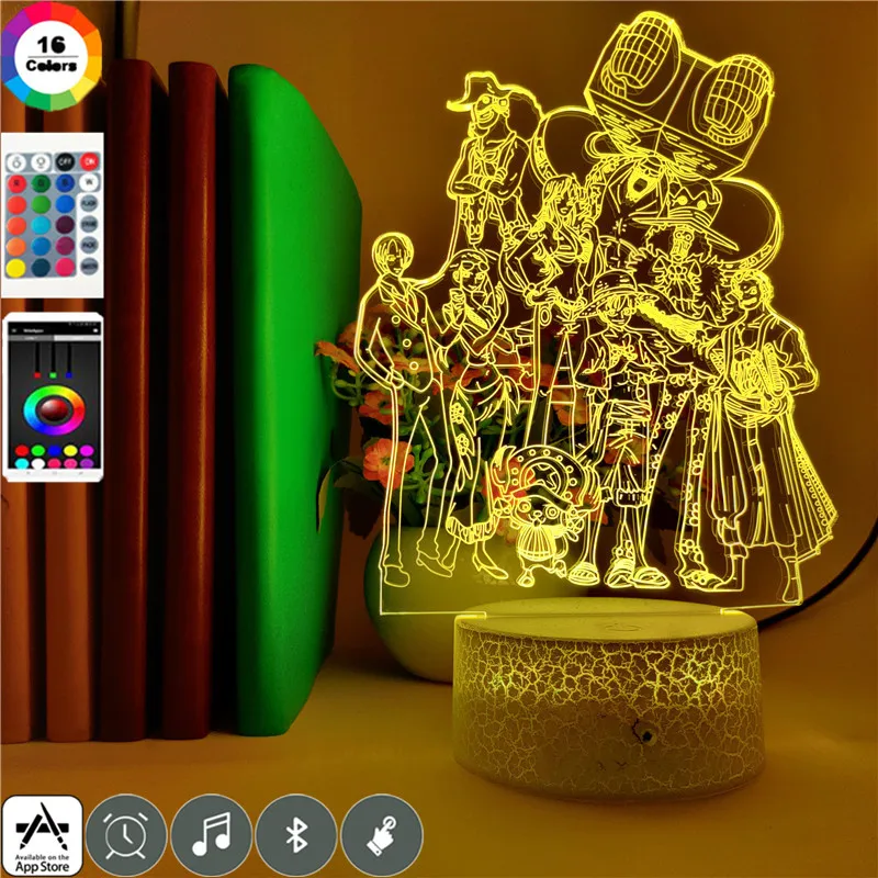 

One Piece Straw Hat Group Anime Group Photo Night Light 3d Led 7 Colors Acrylic Home Decoration Table Lamp Bluetooth Speaker
