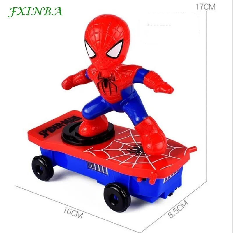 Spider man FXINBA Человек-паук трюк самокат автоматический Флип музыка вспышка легкий Электрический скейтборд трюк автомобиль дети новинка электронные игрушки - Цвет: Spider man