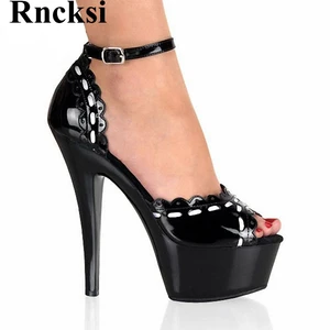Rncksi Lace New Pole Dance Women Sexy Fashion Night Club Party Sandals 15cm High Heels Stiletto And Platform Dance Shoes