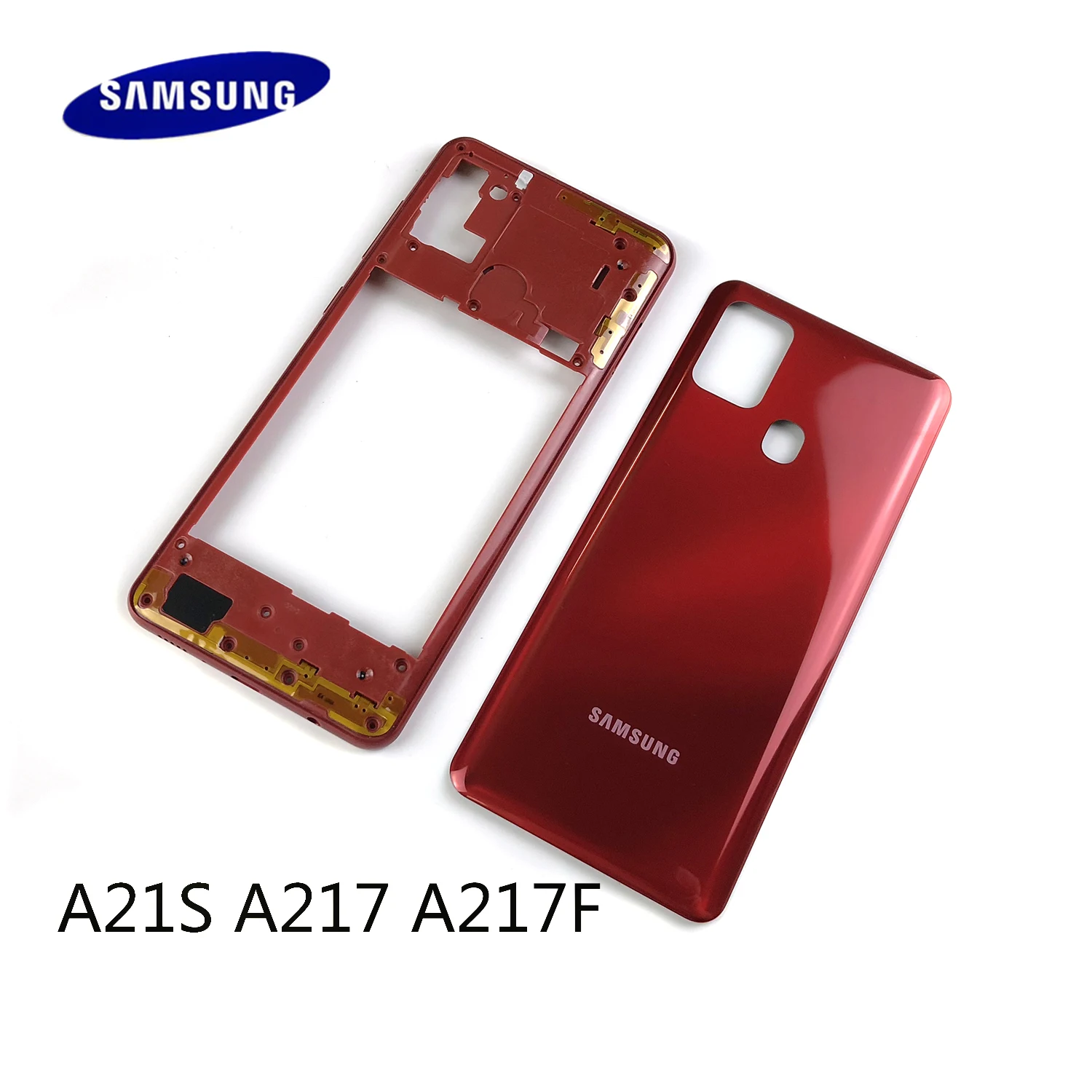 

Корпус средней рамки для Samsung Galaxy A21S A217 A217F + задняя крышка батарейного отсека Запасные части для ремонта