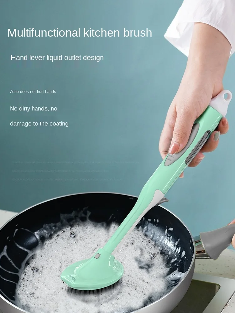 

Long Handle Brush Pot Dishwashing Wok Brush Washing Pot Kitchen Oilproof Cleaning and Decontamination Multifunctional Brush