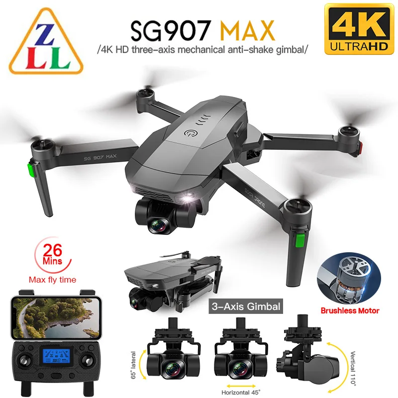 SG907 MAX GPS profesyonel Drone ile 5G WiFi EIS 4K kamera üç eksenli Gimbal fırçasız RC dört pervaneli helikopter FPV drone