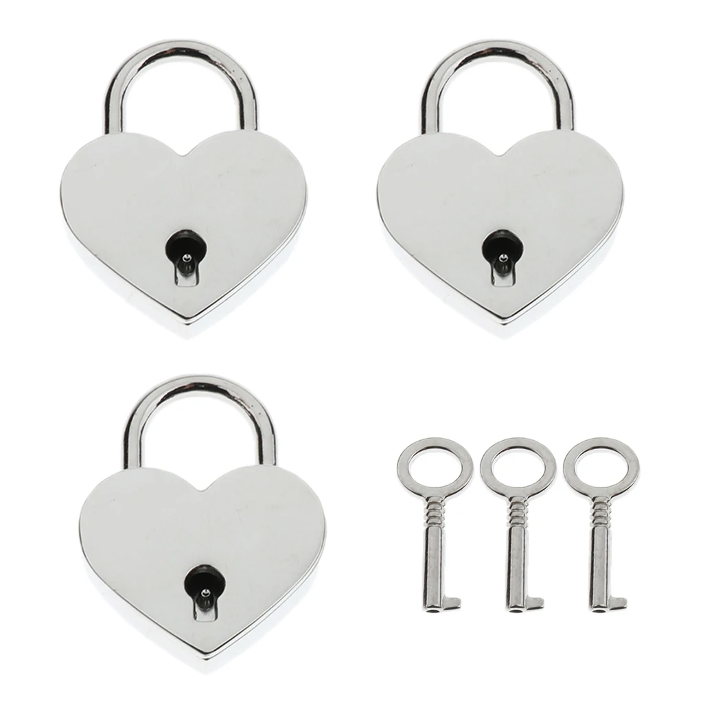 3 шт. Очаровательная серебристая металлическая в форме сердца навесной замок с