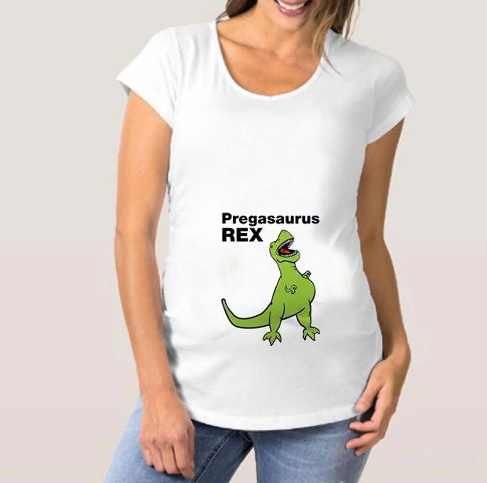 

Summer Funny Dinosaur Cartoon Print Maternity Clothing Plus-size Short Sleeve Pregnant T-shirt Tops Women Hot Sale T-shirts