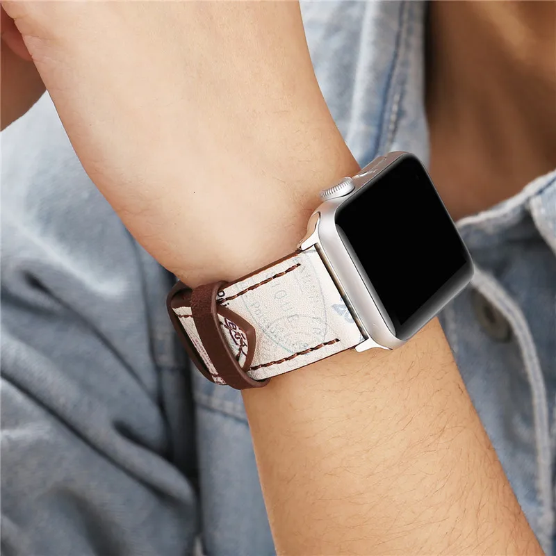 Винтажный кожаный ремешок для часов Apple Watch 38 мм 42 мм красный цветочный принт для женщин и мужчин сменный мужской т-браслет ремешок для iwatch 1 2 3