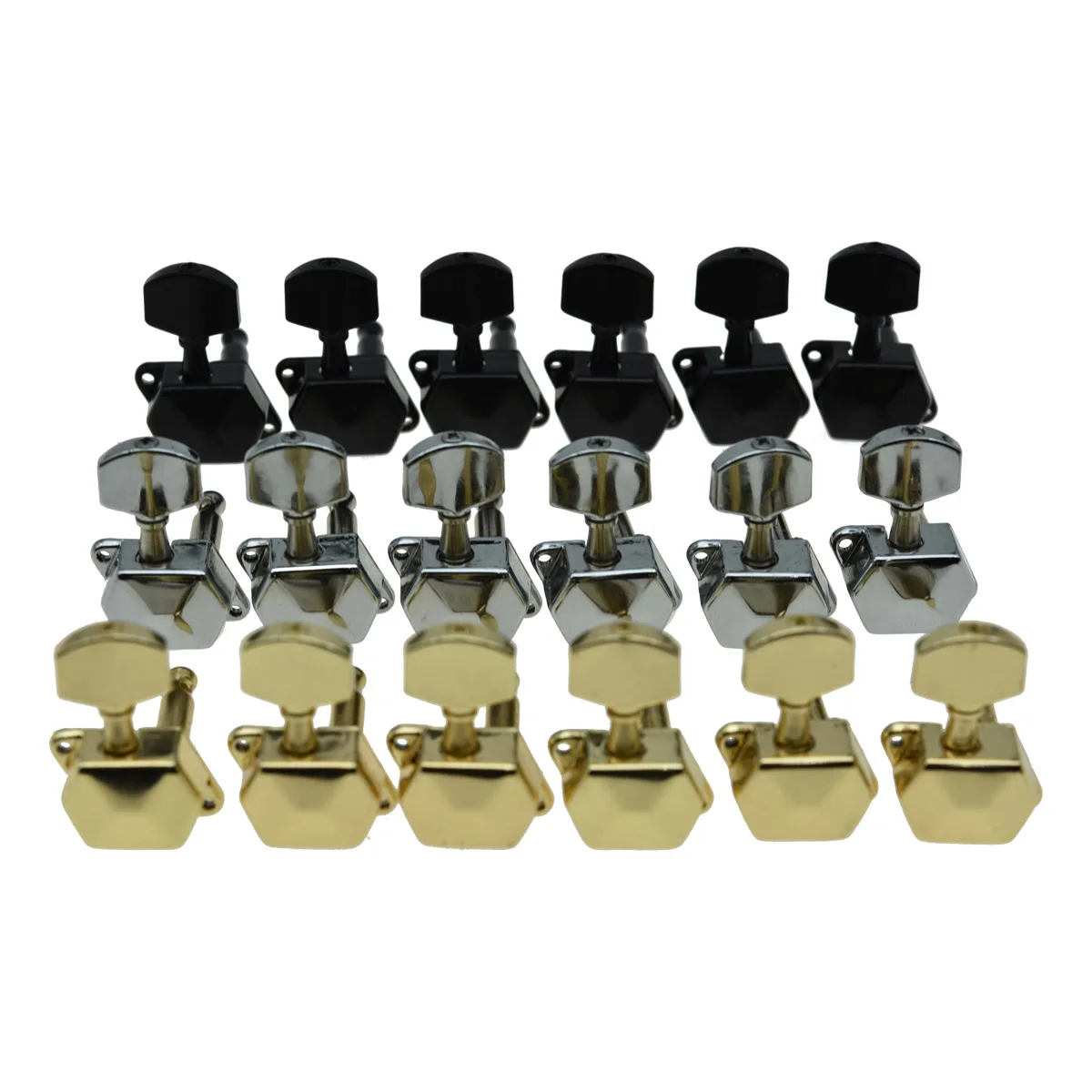 

KAISH 6 Inline Semi-Closed Guitar Tuning Keys Pegs Guitar Tuners Machine Heads for Electric Guitars Chrome/Black/Gold