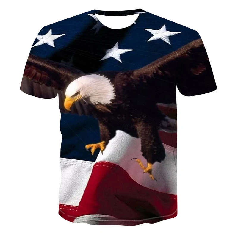 

Men's Summer T-shirts 2021 New 3d Printed Us Eagle Pattern Costume Fashion Funny Short-sleeved T-shirt