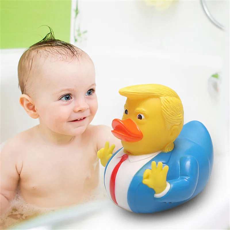 18 стилей желтая утка детские Игрушки для ванны американский Президент Трамп забавная резиновая утка со звуком скрипящие Игрушки для ванны ...