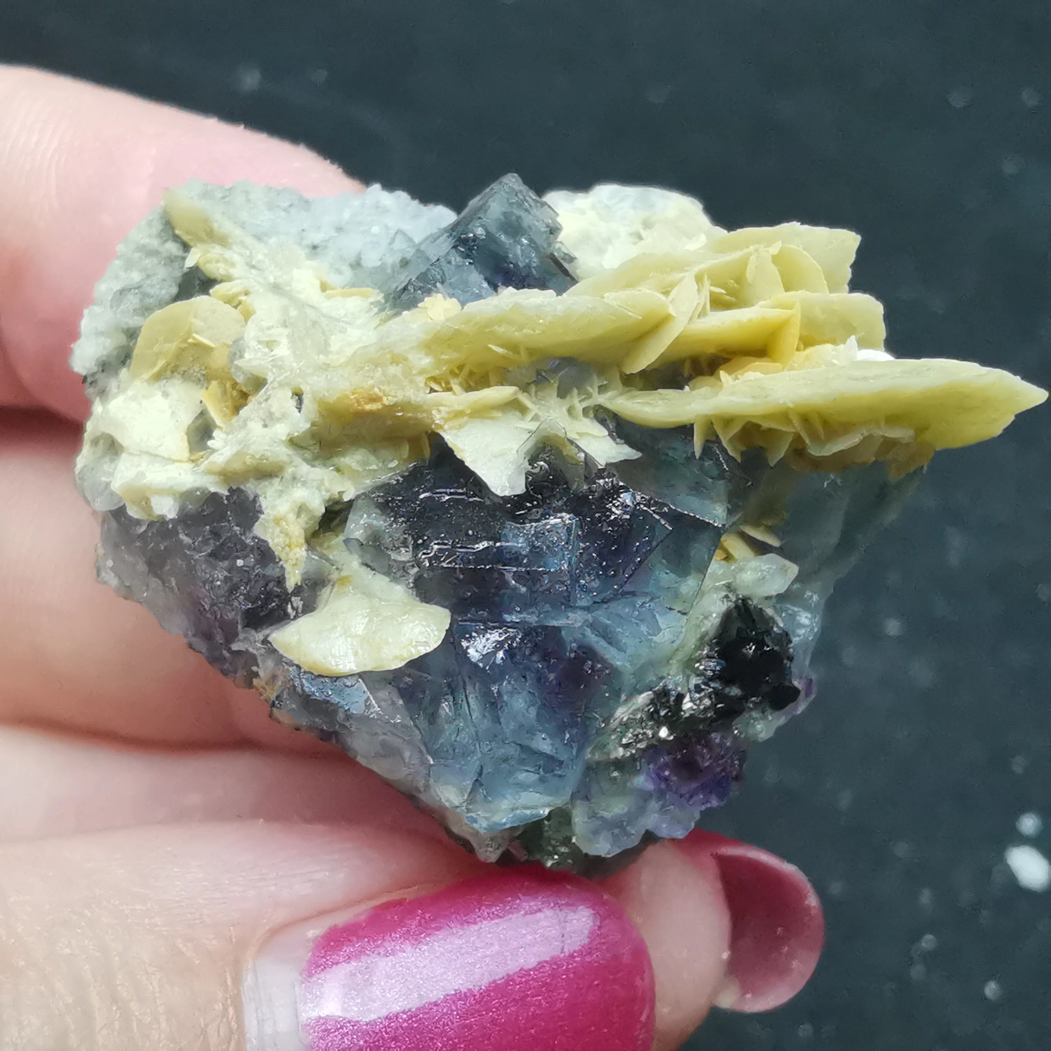 

16.2gNatural rare purple fluorite and phosphate rock symbiotic mineral specimen QUARTZ GEM energy healing home decoration
