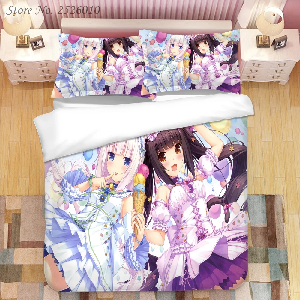 Комплект постельного белья с 3D-принтом аниме Nekopara Королевский пододеяльник