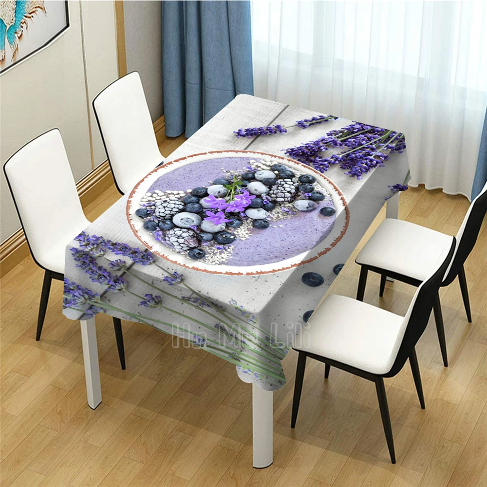 

Blueberry Dessert Designed Tablecloth With Unique Dining Accessories
