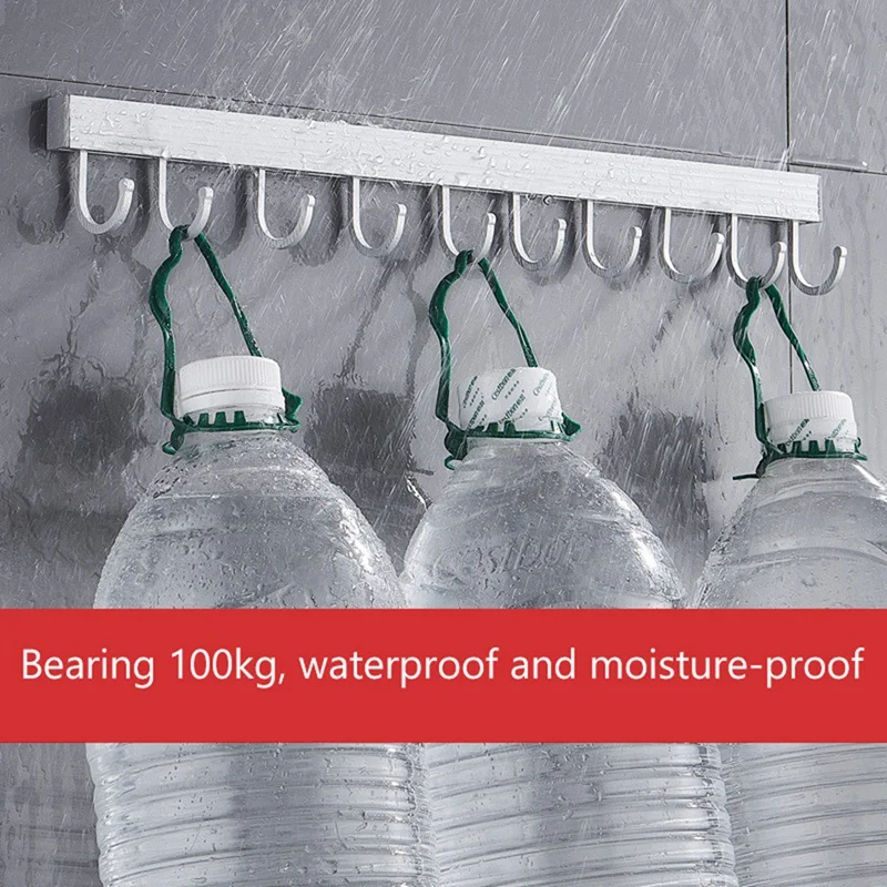 Estante de pared con gancho para cocina, barra de especias, colgador de almacenamiento montado en la pared, organizador para ba&ntilde;o, 2 piezas-3
