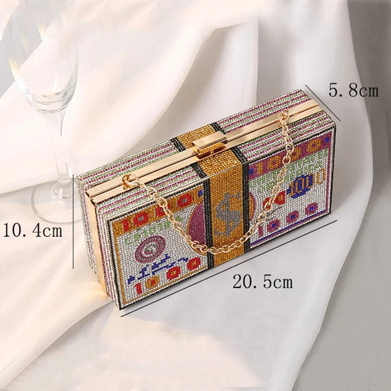 

Crystal Women's Wedding Clutch Bag Luxury Designer Diamond Evening Bag Party Money Purses and Handbags Chain Shoulder Bag