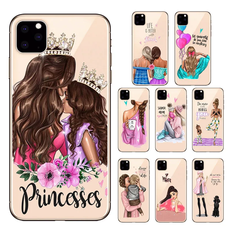 Чехол для iPhone 11 Pro Max Модный чехол маленькой мамы и дочки 7 8 6 6S Plus X XR XS SE 2020 мягкий
