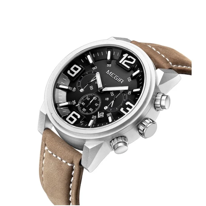 Часы MEGIR Мужские кварцевые в стиле милитари спортивные водонепроницаемые