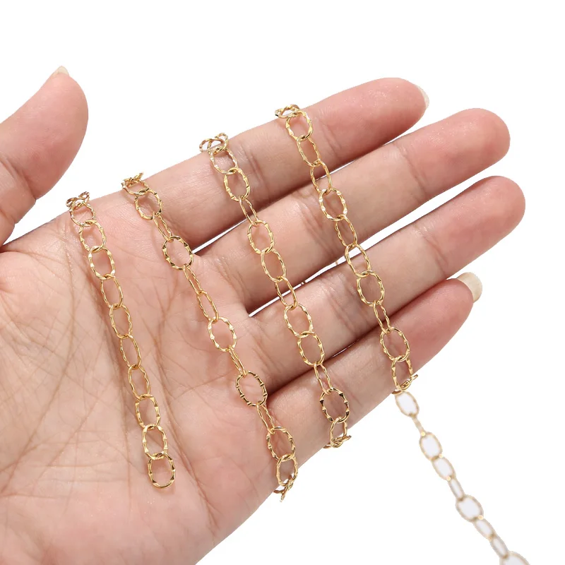 Золотой тон 6*8 мм звено из нержавеющей стали Фигаро Цепи кабельные звенья цепи