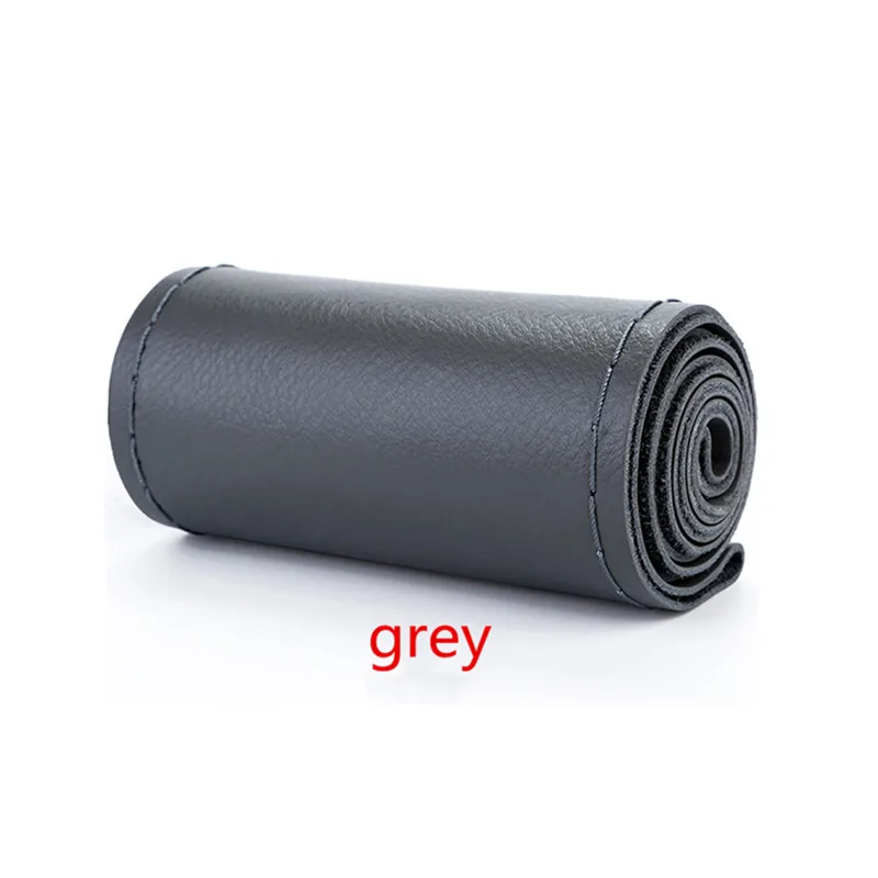 Grey-Sideline Type Car Braid On The Steering Wheel 38 cm Hand Sewing Microfiber Leather Covers Auto Steering Wheel Cover - Название цвета: Grey-Sideline Type