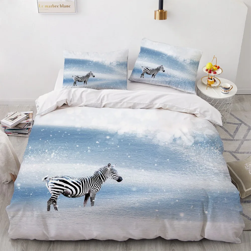 

Zebra Duvet Cover Sets Custom Design 3D Animal Comforther Covers Pillow Cases King Queen Double Single Size White Home Textile