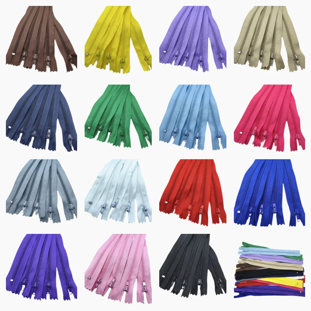 15/20/25/30/35/40/45/50/55/60Cm (6/8/10/12/14/16/20/22/24 Inch) Nylon Coil Zippers Suitable For Clothing Sewing Crafts 15 Colors