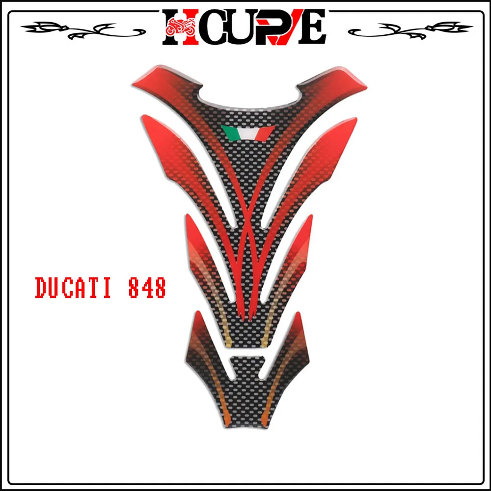 

For DUCATI 848 EVO 1098 1198 1199 898 1299 959 Panigale V4 V4S Motorcycle Fishbone 3D Fuel Tank Pad Protective Stickers Decals