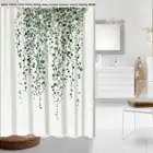 Водонепроницаемая шторка для душа, занавеска для душа с зелеными листьями эвкалипта, размытая, акварелью, растениями, цветочным принтом