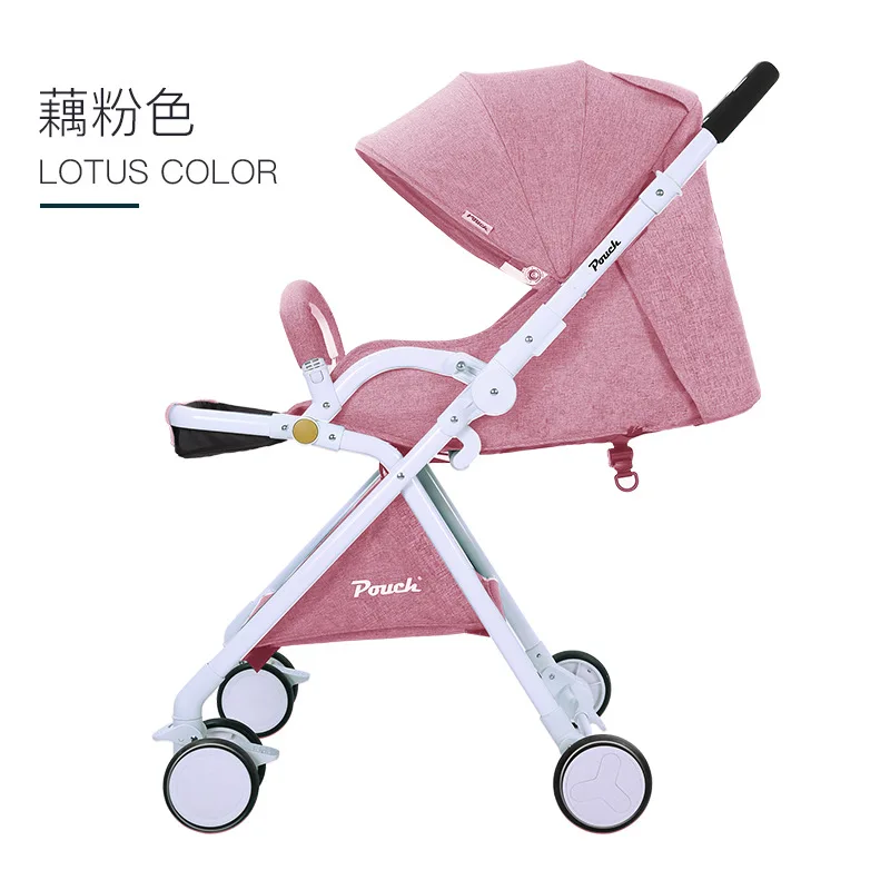 Pouch Four Wheels Travel Baby Stroller High Landscape Portable Can Sit Lie Lightweight Summer Folding Baby Carriage Pram 0~3 Y