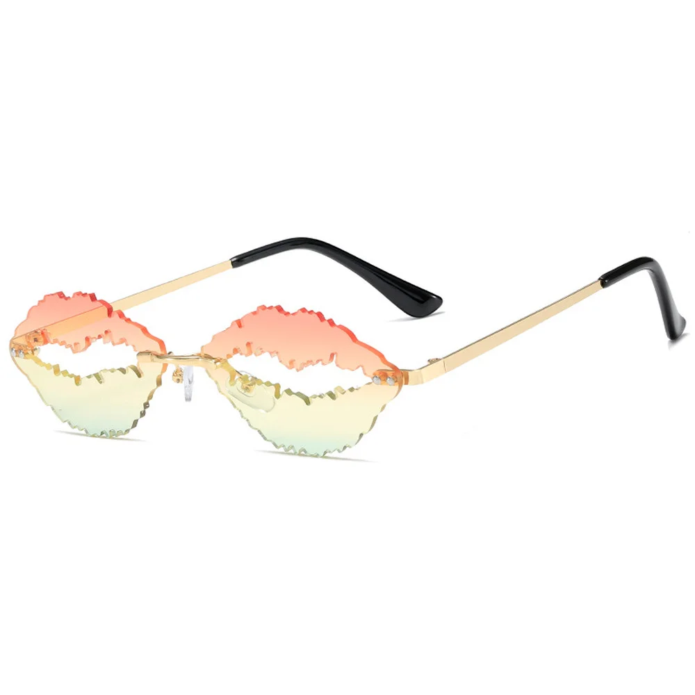 

Luxury Brand Designer Sunglasses Women Fashion Personality Lips Shape Rimless Sun Glasses Trending Hollow Out Lenses Eyewear UV
