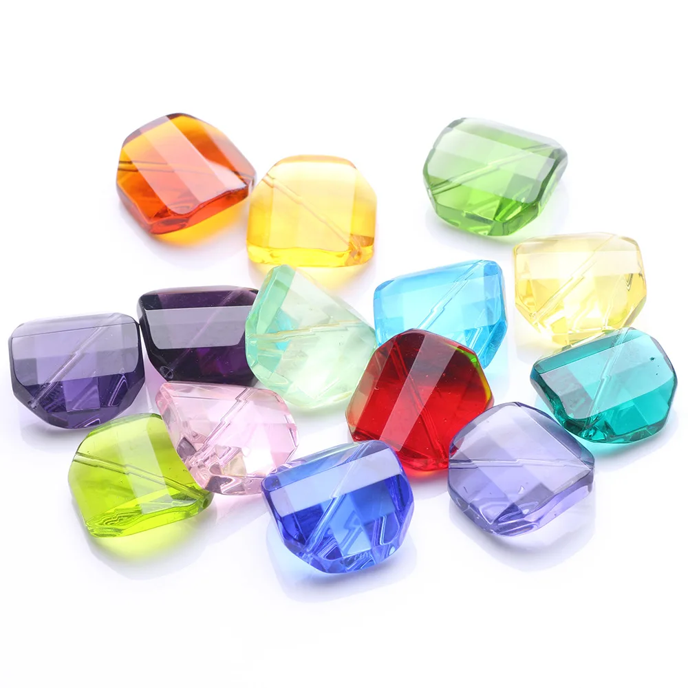 

10pcs 18mm Curved Square Crystal Glass Faceted Loose Beads lot for Jewelry Making DIY Crafts Findings