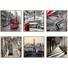 Печать на холсте в европейском стиле, Постер, картина с изображением Европейского пейзажа и города на Лондонской улице, Биг-Бэне, с чехлом для телефона и красного автобуса