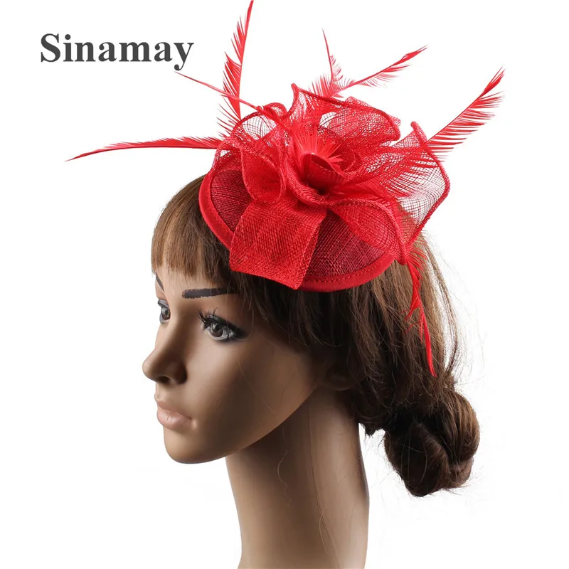 Новый Модный свадебный головной убор для невесты Sinamay женские вуалетки с перьями