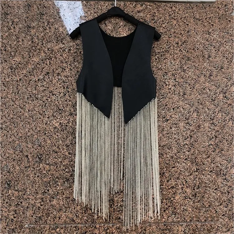 2019 Летний Новый Стиль уличный жилет с металлической цепочкой и кисточками из