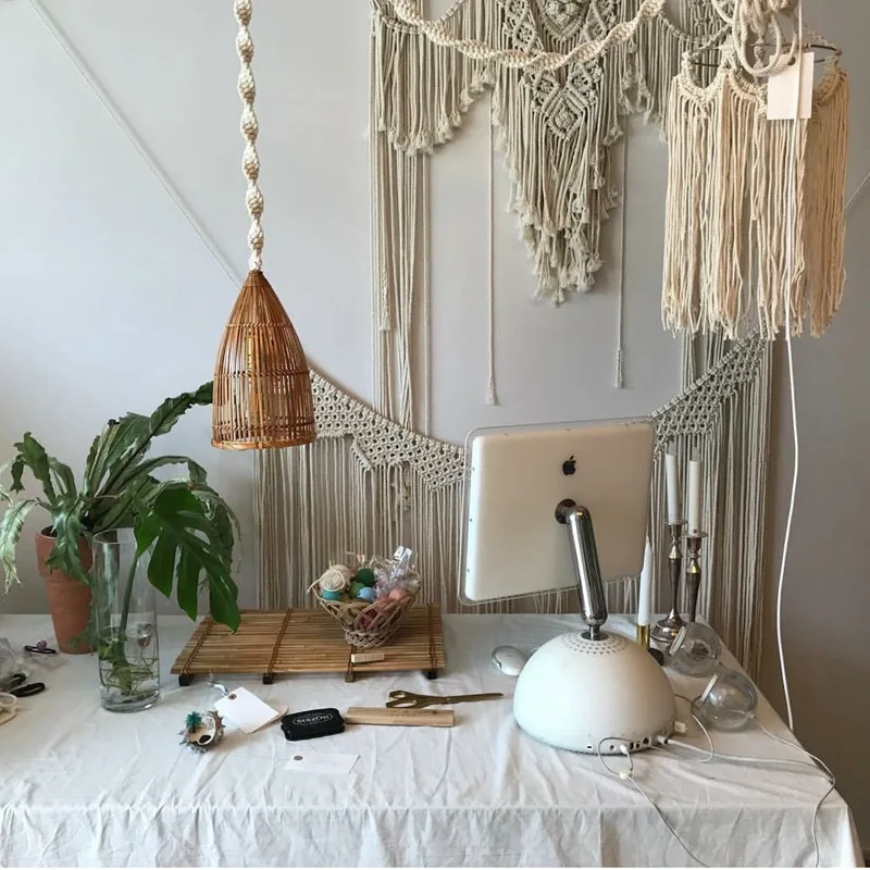 Бамбуковая лампа ручной работы тканая Подвесная абажур светильник в стиле бохо