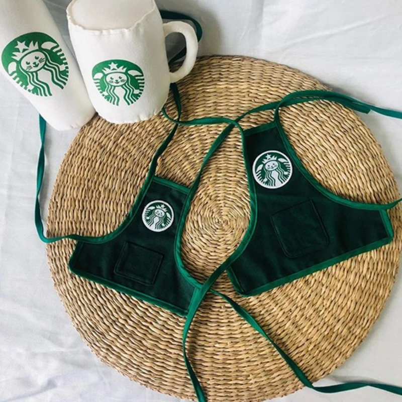 

Cute Cartoon Cat Bibs Dog Clothes for Small Dogs Yorkshire Halloween Coffee Shop Assistant Pet Costume Designer Dog Christmas