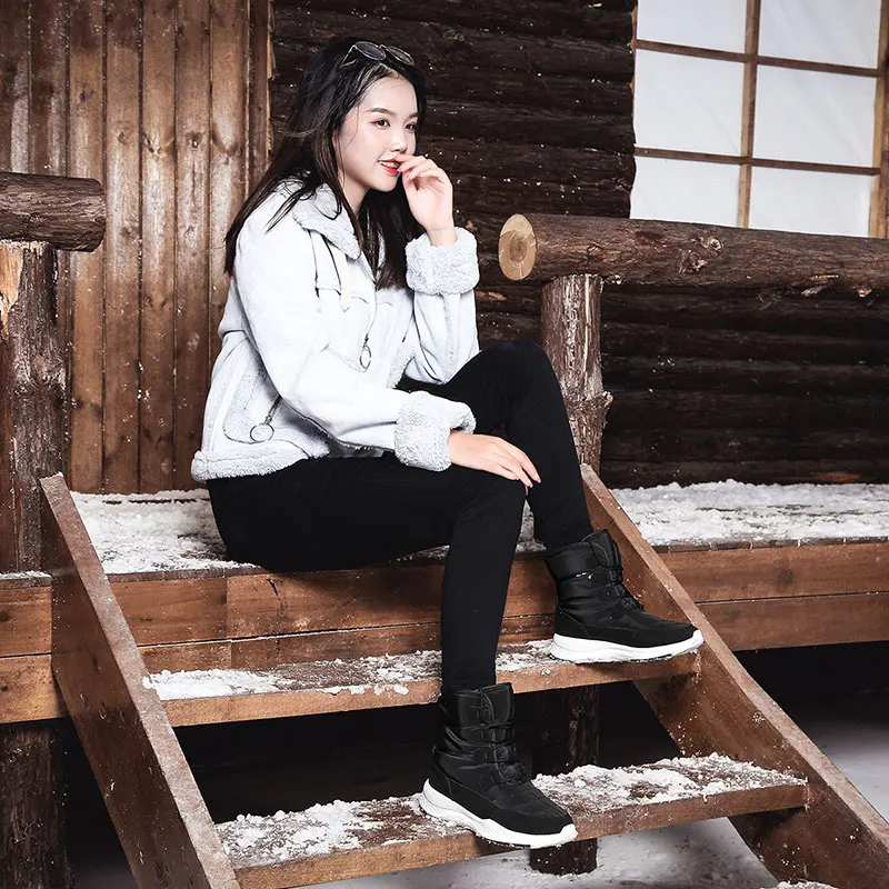 

Women Boots Winter White Snow Boot Short Style Water-resistance Upper Non-slip Quality Plush Black Botas Mujer Invierno
