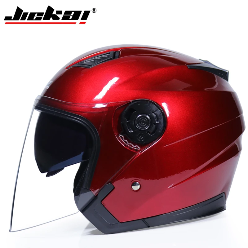 

Jiekai Motorcycle Helmets Electric Bicycle Helmet Open Face Dual Lens Visors Men Women Summer Scooter Motorbike Accessories