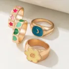 Женское Винтажное кольцо, круговое ретро кольцо в форме сердца, 4 шт., тренд 2021, аксессуары для пальцев