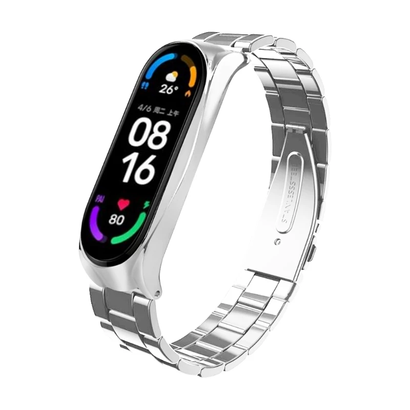 

Strap for Mi Band 6, Metal Watch Band Bracelet Strap Stainless Steel Replacement WristBand Repair for Xiao-mi Mi 6 95AF