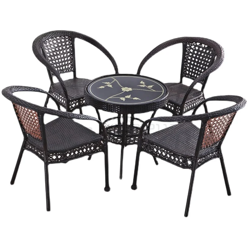 

Стул из ротанга, набор из трех предметов, маленький стол и стул для отдыха на балконе, белые плетеные стулья из ротанга