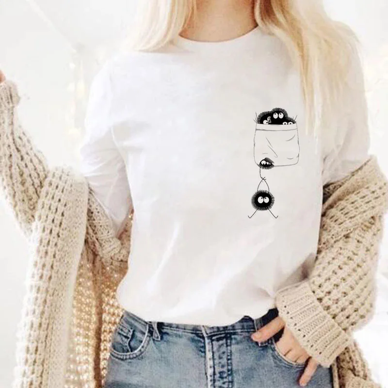 

Soot Sprit Super Cute Print Women Fahion T-shirts Feamle 2022 Spring Summer Graphic Tees Vouge Shirts T-shirt Femme