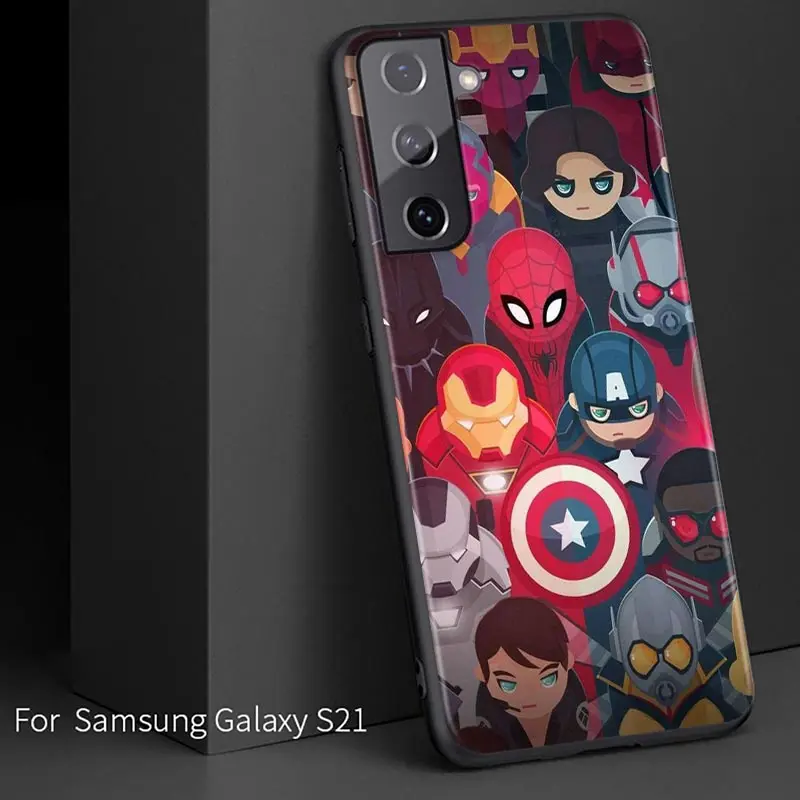 Marvel Avengers For Samsung Galaxy S21 S10 S10E S9 S8 S7 Note 20 10 9 8 Ultra 5G Plus Edge Pro Black Phone Case