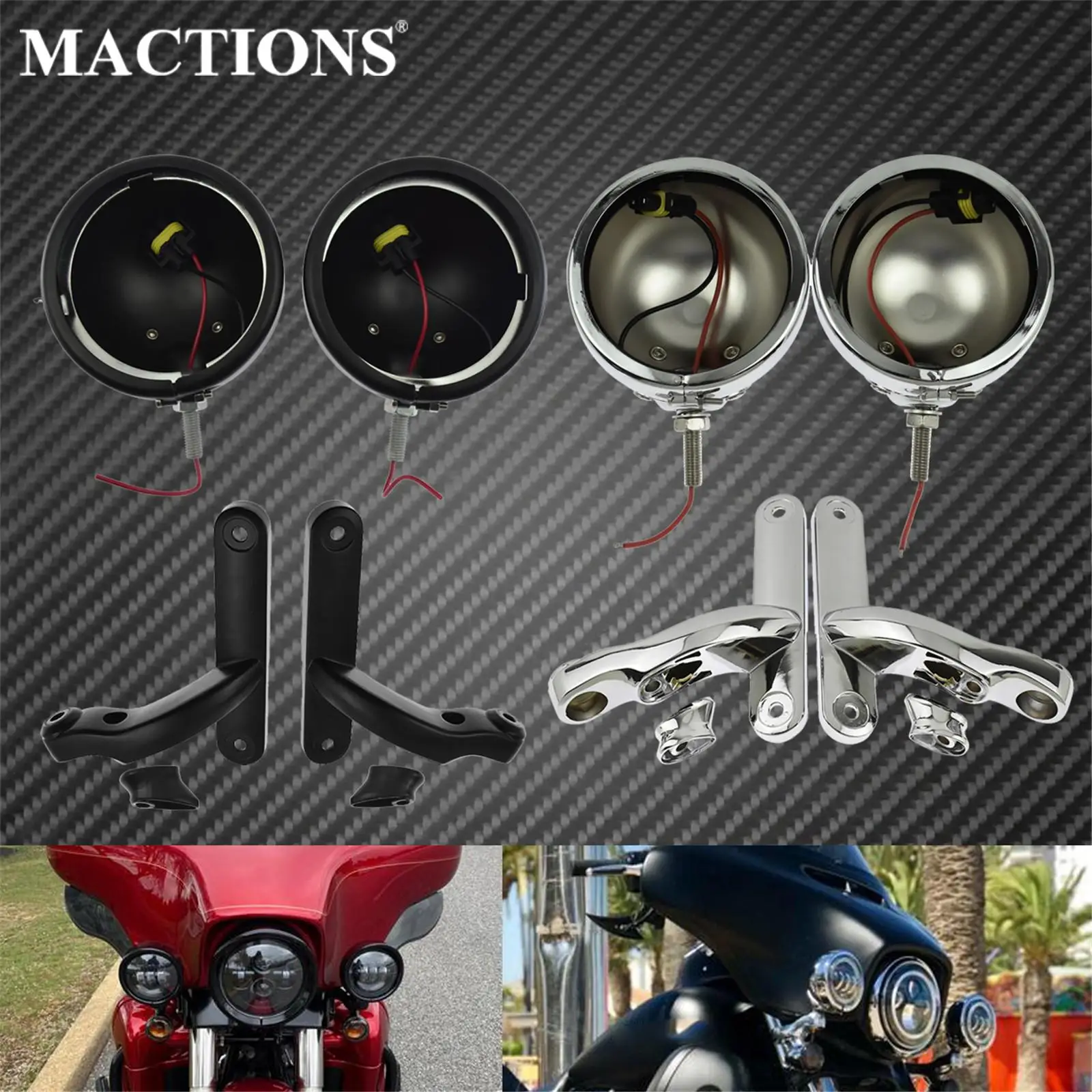 

Motorcycle 4-1/2" Turn Signal Bracket Auxiliary Lighting 4.5'' Fog Light Holder Lamp Housing For Harley Touring Street Glide FLH