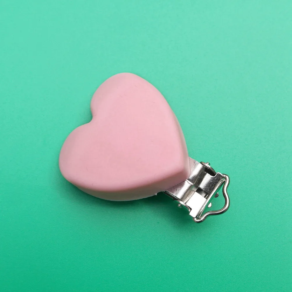 Pink 1 шт. силиконовый успокоитель в форме сердечка зажимы DIY детское кольцо для соски Прорезыватель пустышка для младенца ювелирные изделия игрушка Аксессуар Держатель Зажимы для прорезывателей - Цвет: Pink