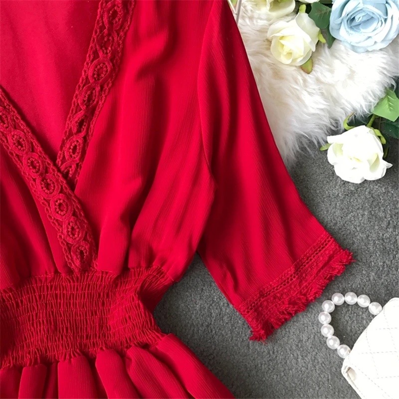 Платье женское длинное в стиле пэчворк с вырезами V-образным вырезом винтажное