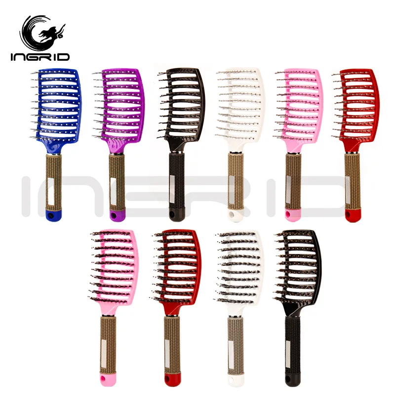 

Large curved comb ribs comb boar bristle curved massage comb nine-row comb shape curly hair plastic smooth hair comb