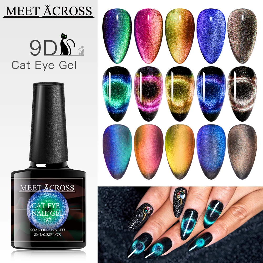 MEET ACROSS 9D Хамелеон Гель-лак для ногтей с эффектом кошачий глаз набор магнитных