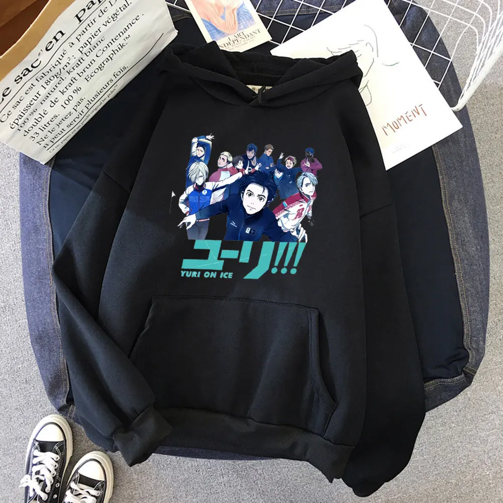 

New Style Womens Hoodies Skaters Yuri on Ice Long Sleeve Female Oversized Tracksuit Trendy Korean Loose Hoodie Street Harajuku