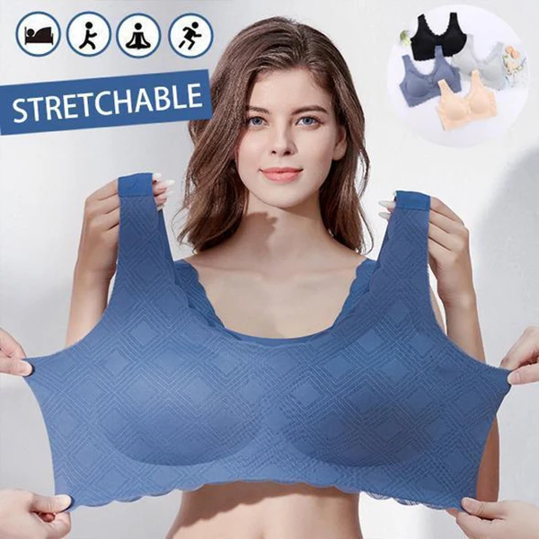 

Newly Plus Size Seamless Bra Women's Wireless Underwear 3D Breathable Thin Bra with Thickened Elastic Shoulder Strap m99