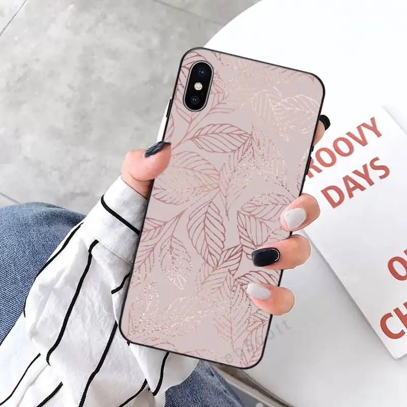 

Rose Gold Leaf Phone Case for iPhone 11 12 mini pro XS MAX 8 7 6 6S Plus X 5S SE 2020 XR